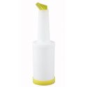 Winco PPB-2Y 2 Qt. White Pour Bottle with Yellow Spout and Cap